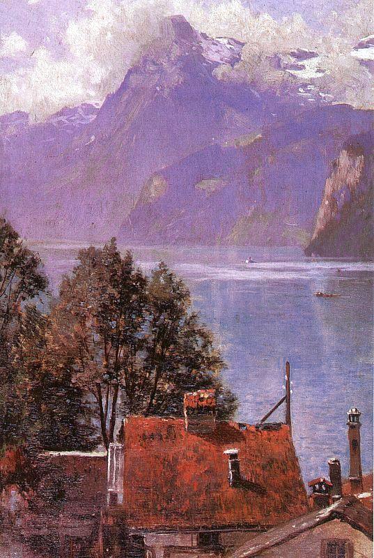 John Douglas Woodward Brunnen, Lake Lucerne oil painting image